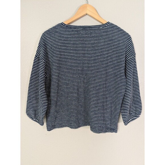 NWT Madewell Nordstrom Navy White Stripe Puff Sleeve Top Small - Picture 4 of 9